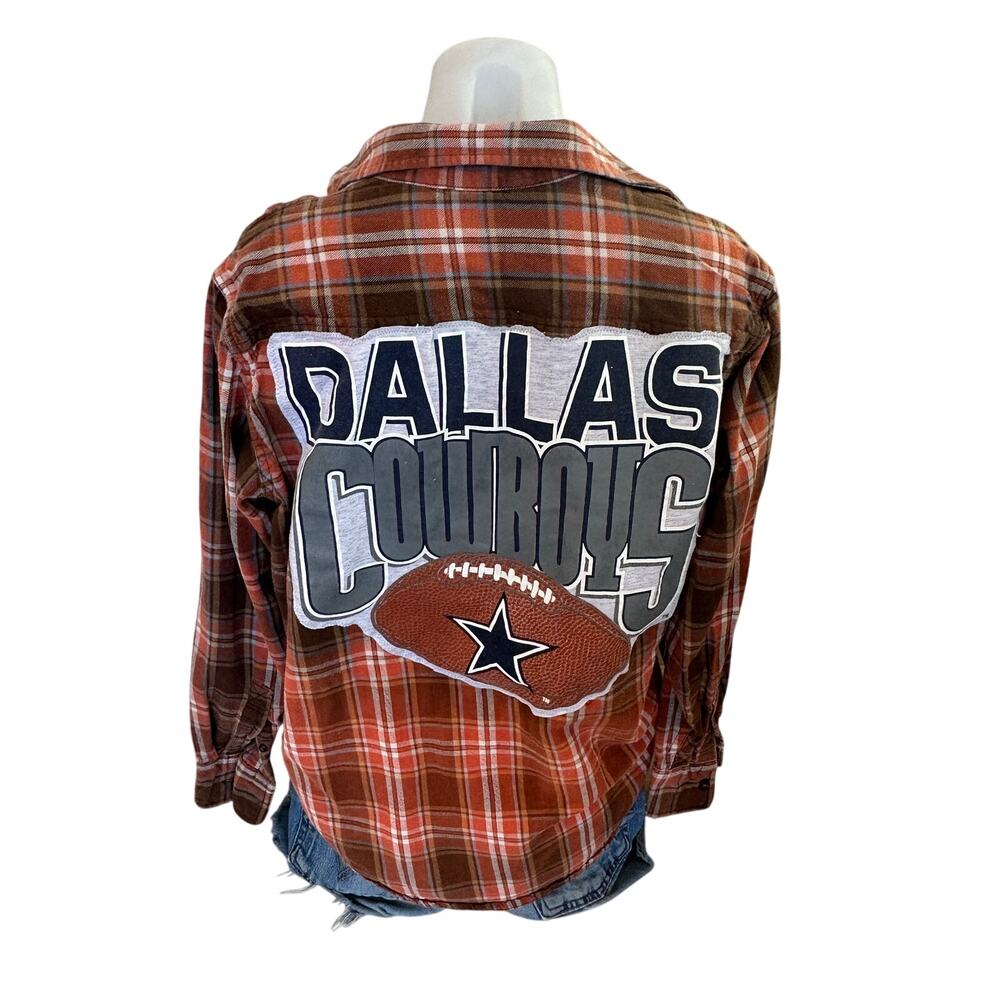 Dallas Cowboys Plaid Flannel Shirt MEDIUM Oversize Unique Football Tailgate